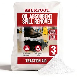 SHURFOOT 3lb Non-Slip Oil Absorbent - Provides Ice Traction & Vapor Suppression - Spill Control for Blood, Water & Oils - USDA Approved - Floor Dry Absorbent Odorless - Fire-Safe & Dustless