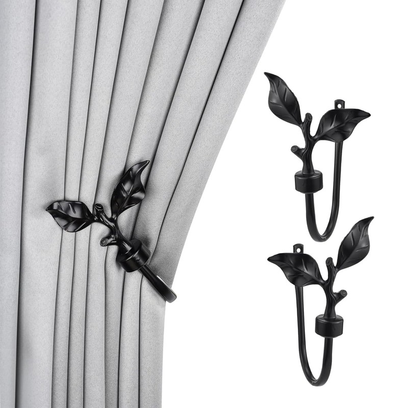 Gurtt 1 Pair Of Leaf Shaped Curtain Holdbacks Metal for