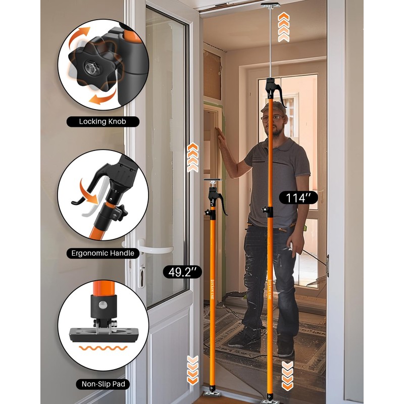 HOLOTHURIAN Cabinet Jack Support Pole, 49.2-114.2 inches Third Hand Tools
