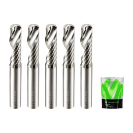 SHARPRO O Flute Upcut Spiral Rouer Bits 1/4 Inch Shank 1/4 Inch Cutting Dia. Carbide Single Flute CNC Router Bits, Ideal for Aluminum, Plastic, Acrylic, Wood, MDF and PVC (5PCS)