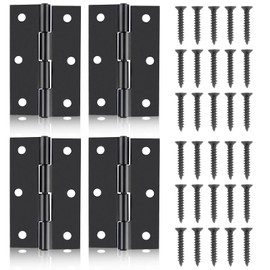 4 Pack 3 Inch Black Door Hinges Stainless Steel Folding Bifold Butt Cabinet Hinges, Interior Door Hinges for Doors, Cabinets, Cupboards, and Wooden Boxes with Mounting Screws