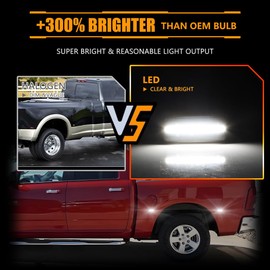 OFFKAT Front & Rear Fender LED Side Marker Lights for 2010-2017 Dodge RAM 1500 2500 3500, Ram Smoked Lens Side Bumper Marker Lamps, White LED Side Markers Turn Signal Lights, 4 PCS