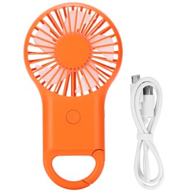 USB Charging Handheld Portable Fan 3 Speed Adjustable Mini Fashionable Carabiner FanOrange