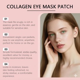 Parches de hidrogel de colágeno peptídico para el contorno ojos, mascarilla de gel de ajuste 360° para el contorno ojos, cuidado hidratante para ojeras, hinchazón arrugas, cuidado reafirmante (2PCS)