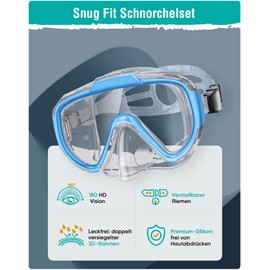 Lealinga 2023 Adult Snorkel Set, Diving Goggles, Snorkelling Set with Panoramic Wide View Diving Mask, Anti-Leak Snorkel Mask for Snorkelling, Swimming and Diving