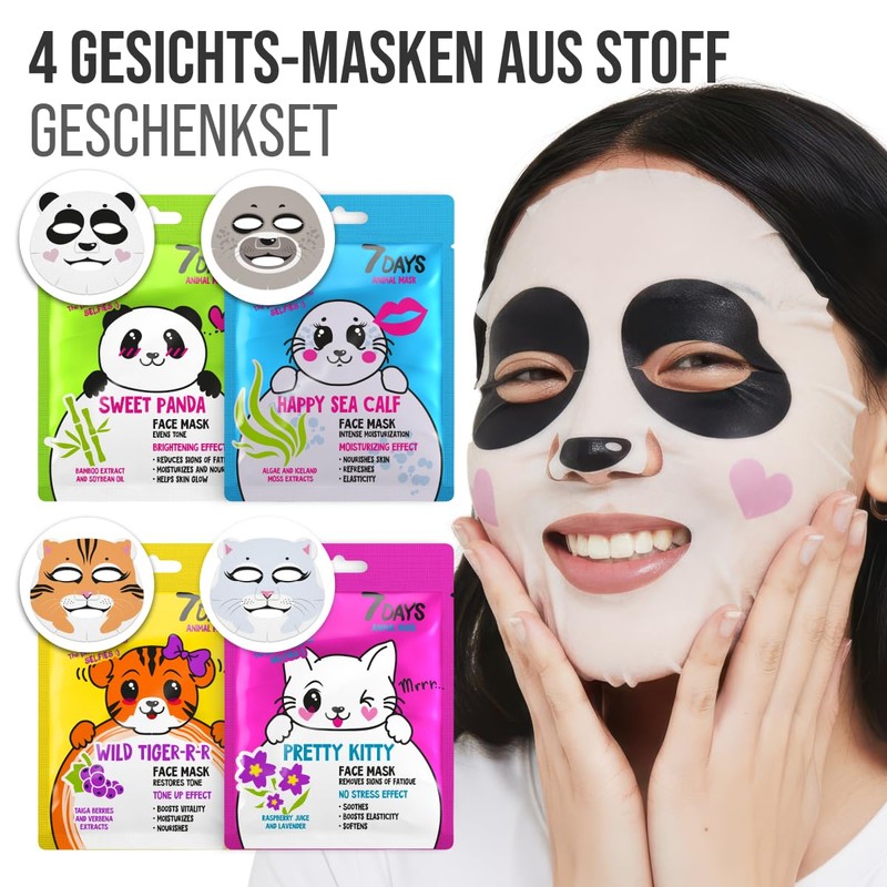7Days Face Mask Animal Set of 4