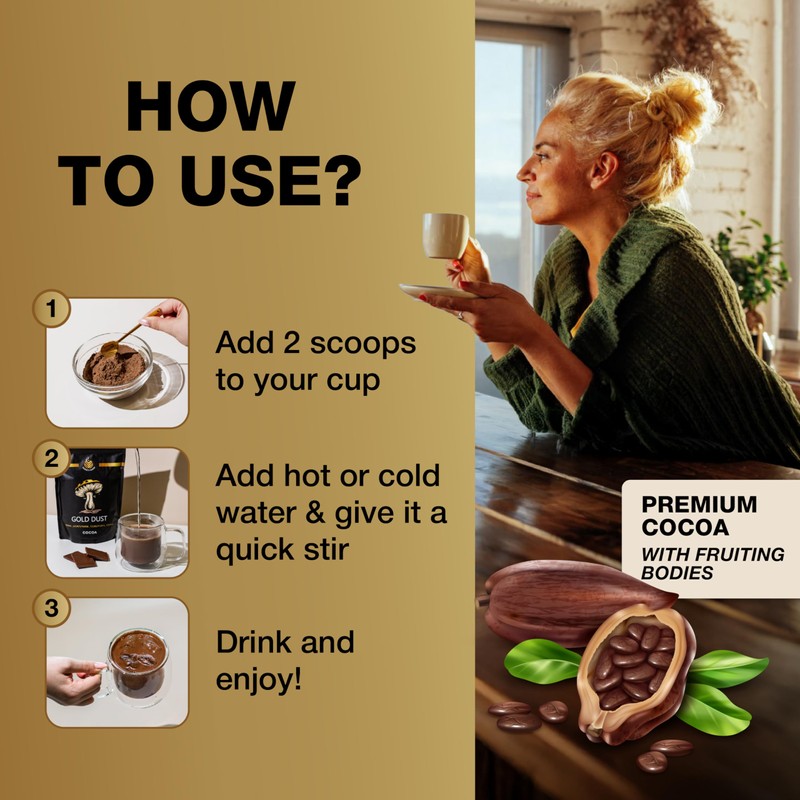 Gold Dust - Lions Mane Mushroom Blend Powder with Chaga,