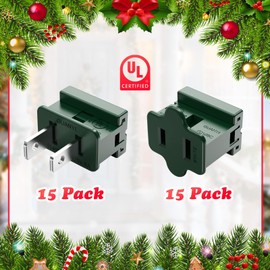 Christmas Lighting Outlet Male and Female Plug Set, Vampire Plug, Gilbert Plug, Slip Plug, Zip Plug, Green, 30 Packs (SPT-1)