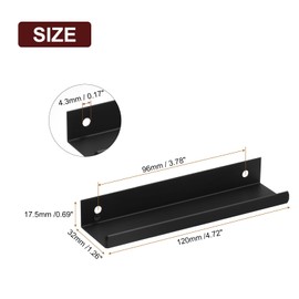 sourcing map Cabinet Finger Edge Pull, 6pcs 120mm/4.72 Aluminum Alloy Back Mount Hidden Cabinet Pulls Concealed Handle for Home Kitchen Drawer Cabinet, Black