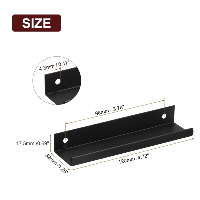 sourcing map Cabinet Finger Edge Pull, 6pcs 120mm/4.72 Aluminum Alloy
