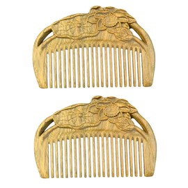 Mikinona 2pcs Green Sandalwood Combs for Scalp Massage Hair Styling Accessories Smooth Edges Tidy Hair