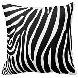 Black and White Zebra Print Stripes Animal Print Throw Pillow Case Decor Cushion Cover 18x18 Inch Square Two Sides