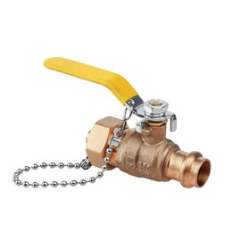 Midline Valve VBHT234 Brass Full Port Hose Ball Valve with Chain and Cap, 1/2 in. FIP x 3/4 in. MHT