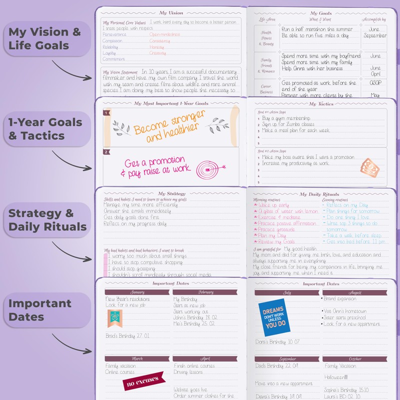GoGirl Planner Agenda – Colorful Undated Monthly & Weekly Organizer