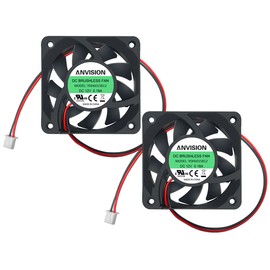 ANVISION 2-Pack 60mm x 15mm DC 12V Brushless Cooling Fan, Dual Ball Bearing