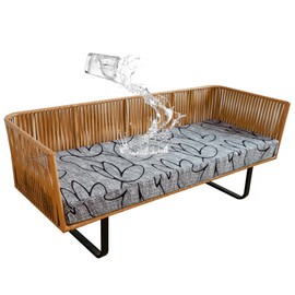 FORCHEER Waterproof Patio Cushion Cover for Outdoor Furniture 37x22x4 Stretch Floral Large Outdoor Cushion Cover with Ties 1 Piece Replacement Washable