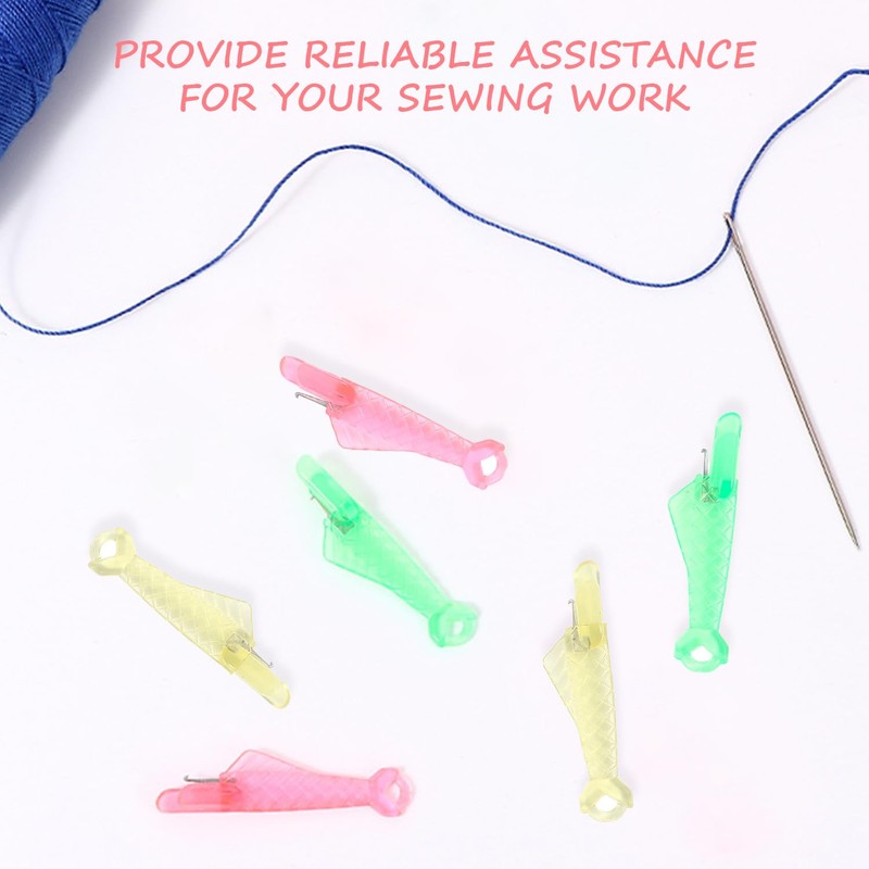 Pack of 9 Mini Fish Needle Threader, Plastic Needle Threader,