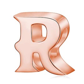 Rose Gold Letter Charms Solid Sterling Silver Initial A-Z Alphabet Charm Beads, Sterling Silver