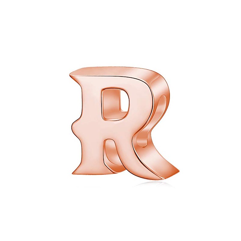 Rose Gold Letter Charms Solid Sterling Silver Initial A-Z Alphabet