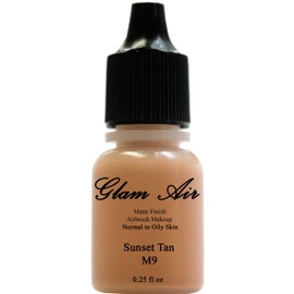 Glam Air Airbrush Makeup Water Based Foundation in Matte Finish for Flawless Looking Skin (0.25oz Bottles) (M9 SUNSET TAN)