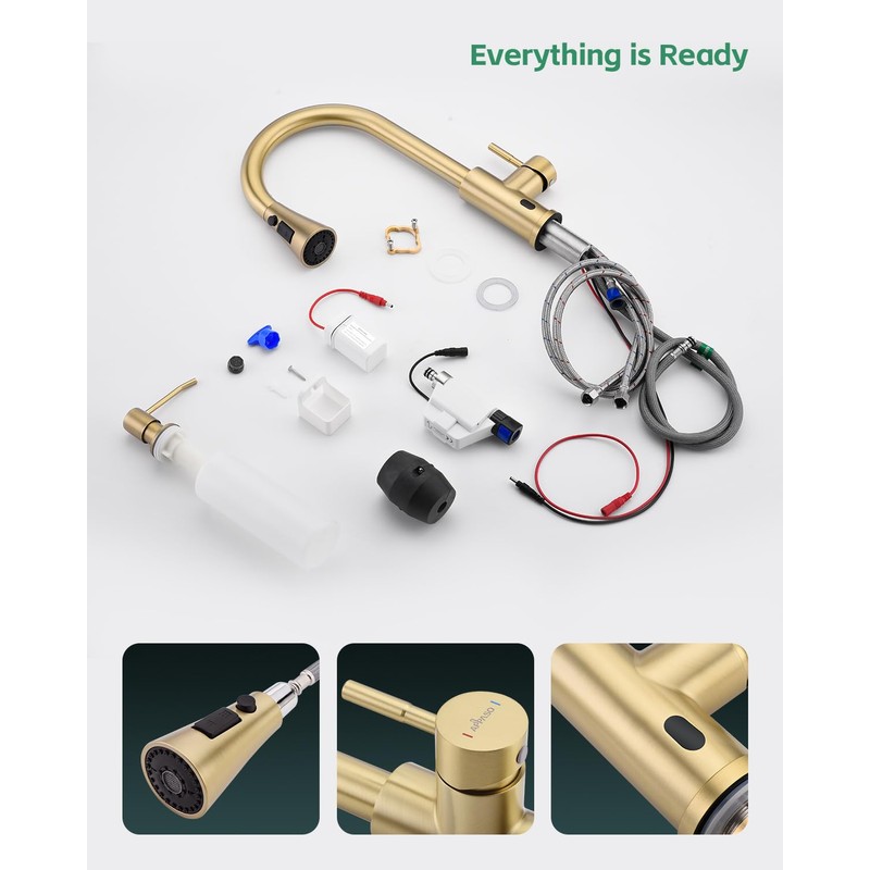 APPASO Kitchen Faucets Touchless, Gold Kitchen Sink Faucets with Soap