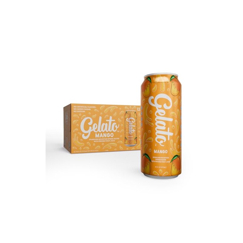 Gelato Mango Sparkling Water - Oxygenated Sparkling Water Packaged in