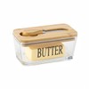 Ymeibe Glass Butter Dish with Bamboo Lid and Knife, 500