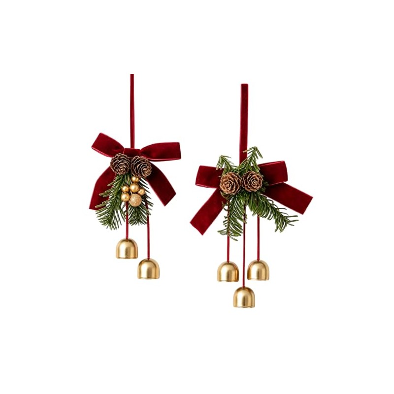 KUSHAN Bows de Navidad de 2 Piezas con 2 Campanas,Campanas