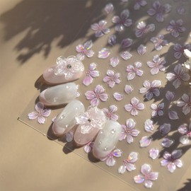 BSITSSS Nagelsticker Fünfblättrige Blüte, 5D Stereoskopisch Blumen Nagel Stickers, Modisch Nagelaufkleber, Schön Nagel Sticker, 4 Blätter Nagellack Aufkleber Dekoration Nageldesign Zubehör