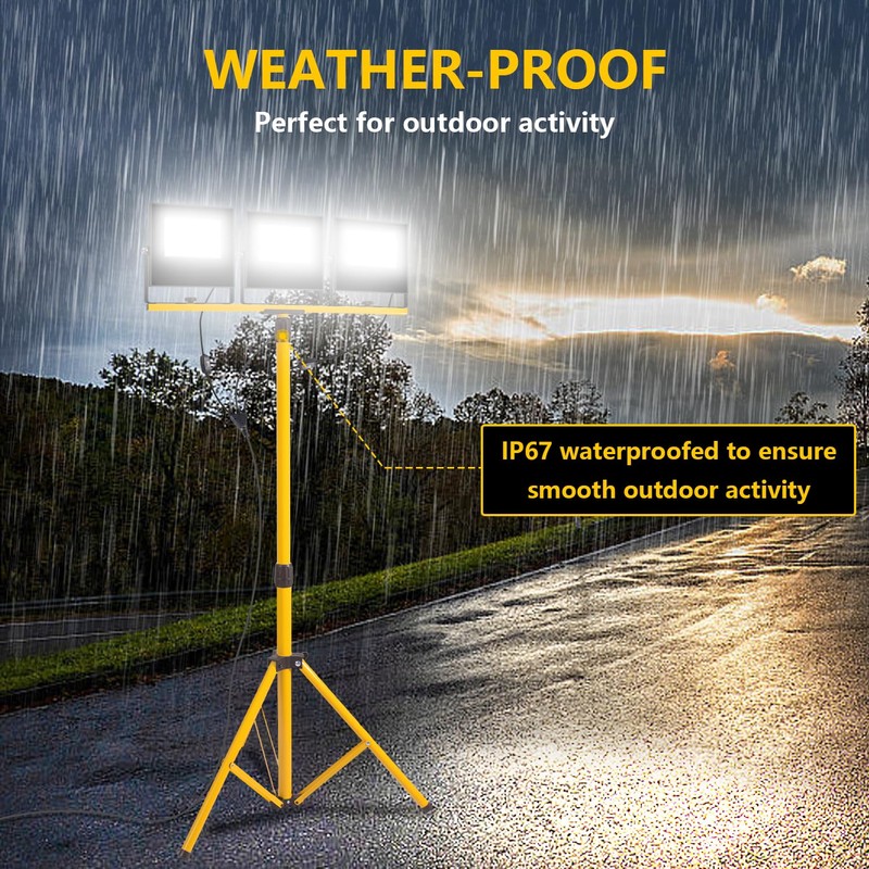 36000 Lumen Work Lights with Stand, 3 Adjustable Head LED