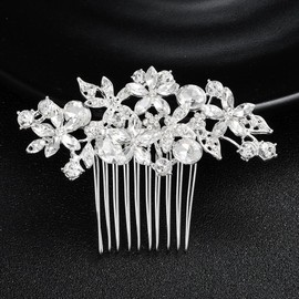 BERYUAN Wedding Hair Comb Crystal Rhinestone Hair Comb Handmade Rhinestone Wedding Headpiece Bridal Hair Accessories for Women (silver)