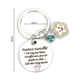 Keyring for Women with Motivational Saying, Round Metal Pendant and Sparkling Star and Diamond Pendants, A Perfect Small Gift for Girlfriends, Birthday Gift for Women, silver