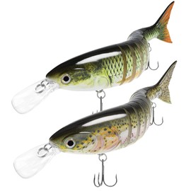 TRUSCEND Fishing Lures for Bass Trout Pike Segmented Multi Jointed Swimbaits Slow Sinking Swimming Lures for Freshwater Saltwater Lifelike Fishing Lures