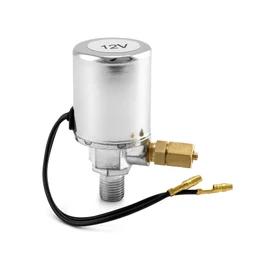 QWORK Air Horn Solenoid Valve, 1/4" NPT 12V Electric Air Valve (Solenoid) for 1/4" OD Hose, Chrome Plated, 2 Pack