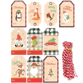 allydrew Fun & Festive Christmas Holiday Gift Tags/Kraft Paper Hang Tags for Gift-Wrapping, Labelling, Package Decoration, (50pcs), Christmas Creatures