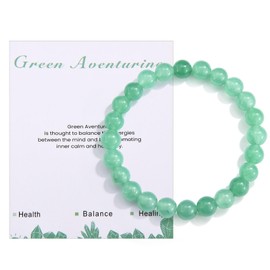 CERSLIMO Natural Bead Bracelet for Women Men Teen Girls Boys - Healing Bracelets Stretch Link Bracelets with Beautiful 8mm Crystal Bracelet for Birthday Christmas, Anxiety Green Aventurine Bracelet