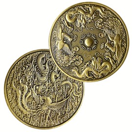 Chinese Bronze Lucky Coin Chinese Loong and Phoenix Good Luck Commemorative Coin Novelty Metal Coin Lucky Charm Challenge Coin.