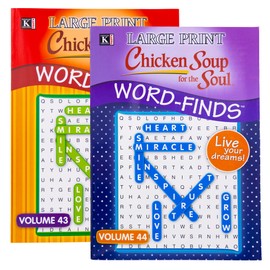 Kappa Large Print Chicken Soup for The Soul Word Finds Puzzle Book 2 Titles, Word Search Find Words Books for Adults Teens, Training Learning with Game, 2-Pack