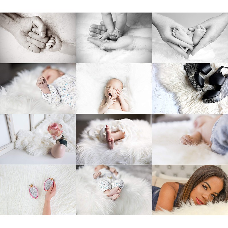 FABRICS-CITY White / Grey Flokati Teddy Fur Fabric 50 x