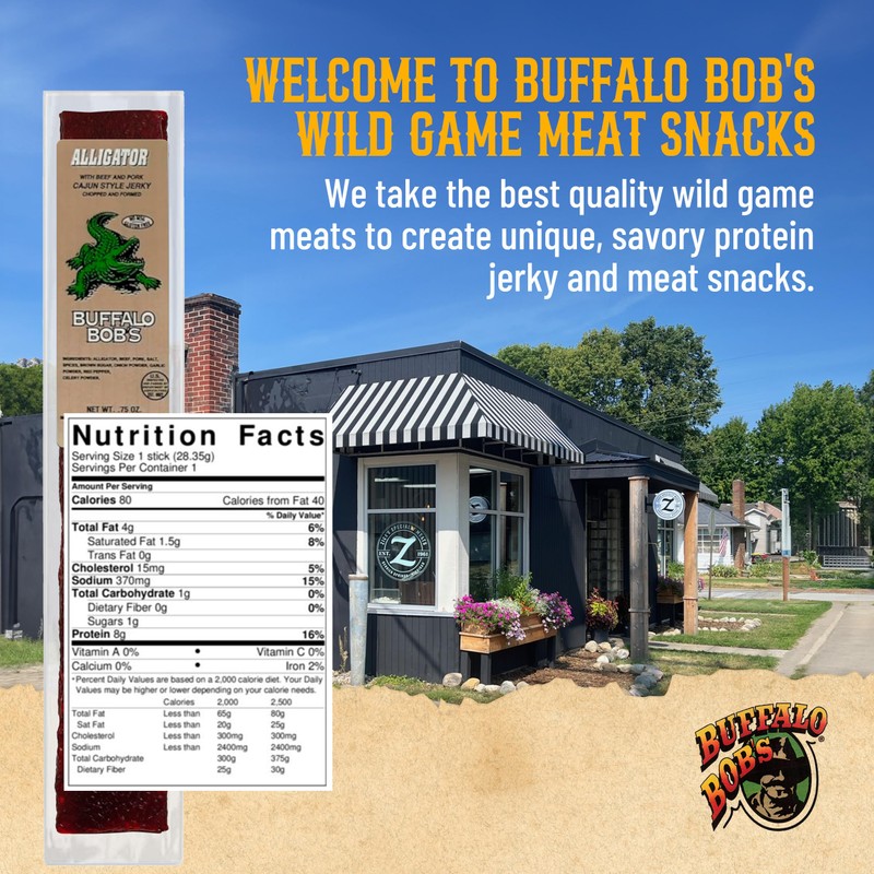 Buffalo Bob's Wild Game Meat Snack Stick - Alligator Cajun
