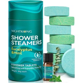 Eucalyptus Mint Shower Steamers - 8 Packs with 5ml Essential Oil, Eucalyptus for Shower, Birthday Gifts for Women Men, Christmas Gifts Stocking Stuffers for Women, Men, Self Care Spa Gifts for Women