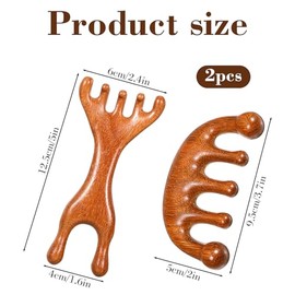 Trinkrittey 2 Pack Wooden Scalp Massager 5-Claw Sandalwood Manual Scalp Gua Sha Brush Head Massage Tool for Relaxation Hair Women Scalps Gua Sha Stres