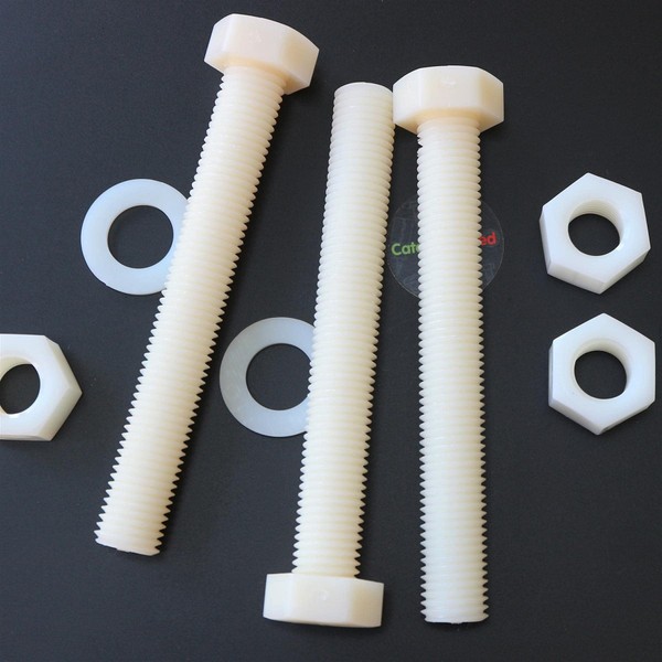 5X Cabeza Hexagonal de Nylon Natural, M20 x 150mm, Tuercas
