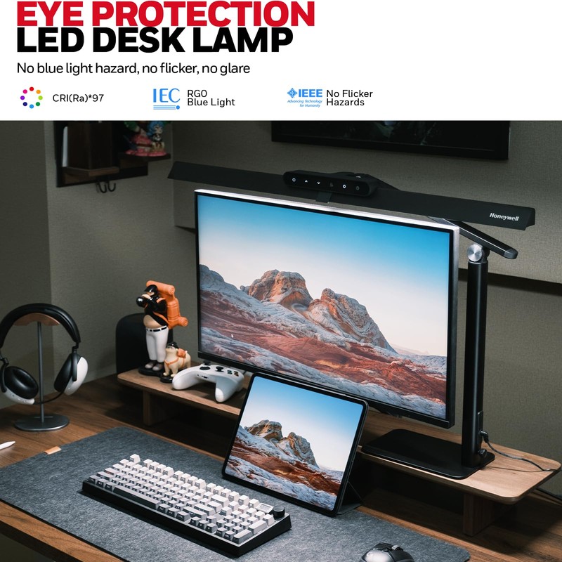 Honeywell LED Desk Lamp with Base - HJ1BK Sunturalux Eye-Caring