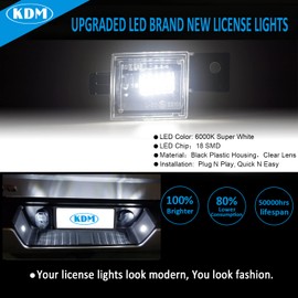 KDM LED License Number Plate Lights fit for 2014-2021 Chevy Silverado GMC Sierra 1500 2500HD 3500HD Colorado Canyon Sierra for Pickup Truck Rear License Plate Tag Lights,6000K Black Housing 2Pcs Pack