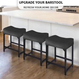 Levoberg Bar Stool Cover Rectangle Velvet Stretch Counter Height Barstool Slipcovers Rectangular Kitchen Counter Saddle Stool Cover Vanity Stool Cover for Wooden Metal Bench 2 PCAK