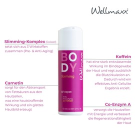 WELLMAXX shape body beautyfying 24h lotion - anti-ageing moisturiser, body lotion, with caffeine, suitable for all skin types, dermatologically tested, 200 ml