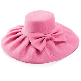 Ladies Womens Linen Summer Wide Brim Shapable Foldable Packable Sun Beach Floppy Hat A047 (Watermelon Red)