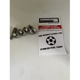 4 Domestic Anti Theft Deterrent Security License Plate Screws Stainless Steel