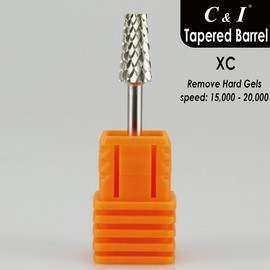 C & I Tapered Barrel Nail Drill Bit for Electric Nail Drill Machine of Nail Art (Extra Coarse -XC, Silver)
